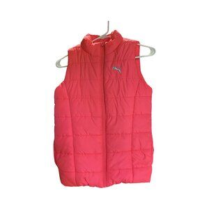 Puma Girls Puffer Vest Sleeveless Padded Quilted Hot Pink Girls Size M 10/12